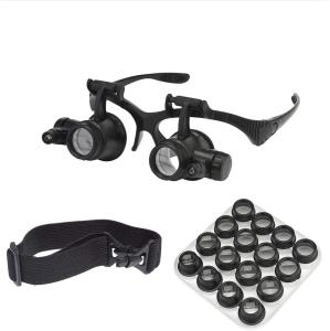 2.5X 4X 6X 8X 10X 15X 20X 25X Double Eye Loupe Head Wearing Head-Mounted Repair Jeweler Watch Clock Magnifier