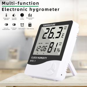 HTC-1 HTC-2 Digital Temperature Humidity Meter Electronic LCD Indoor Outdoor Thermometer Hygrometer Weather Station Clock