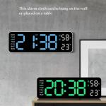 9 Inch Large Digital Wall Clock USB Powered TEMP Humidity Week Auto Dimmer DST Table Clock 12/24H Electronic LED Alarm Clock