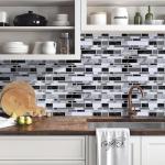 Livebor Peel and Stick Kitchen Wallpaper Backsplash Wall Paper for Kitchen 11.8inch x 78.7inch Backsplash Tiles Wallpaper Peel and Stick Waterproof Countertop Contact Paper for Bathroom Cabinet