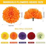 50Pcs 2.75'' Marigold Flowers Heads Bulk, Silk Marigold Artificial Flowers for Diwali Home Decor DIY Wreath Garland Craft Baby Shower Wedding Mexican Party Decoration Halloween New Year Decor（Mix-2）