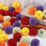 50Pcs 2.75'' Marigold Flowers Heads Bulk, Silk Marigold Artificial Flowers for Diwali Home Decor DIY Wreath Garland Craft Baby Shower Wedding Mexican Party Decoration Halloween New Year Decor（Mix-2）