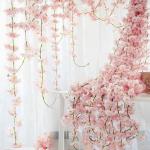 Artificial Flowers Sakura Cherry Blossom Rattan Wedding Arrangement Vine Home Decor Diy Silk Ivy Wall Hanging Photography Props