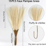 6/12/15Pc 55CM Artificial Pampas Grass Decor Bohemian Reed for DIY Floral Table Arrange Flower Wedding Home Christmas Decoration