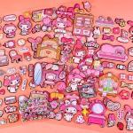 Funny Cute Sanrio Cartoon Double layered 3D Kuromi Melody Home Stickers DIY Decoration Laptop Phone Fridge Large Bubble Stickers