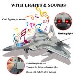 OTONOPI Fighter Jet Toy F-22 Raptor Fighter Bomber Aircraft Diecast Army Fighting Jet 1/100 Airplanes Model with Lights and Sounds for Kids