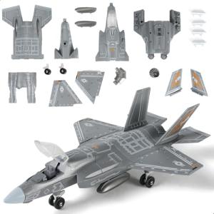 SEBUNAS 1:72 Scale F-35 Fighter Jet Quick Build Model Kit Plastic Millitary F35 Airplane Toy Assembly Aircraft Model with Stand Gift for Kids (27 Pieces)