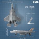 SEBUNAS 1:72 Scale F-35 Fighter Jet Quick Build Model Kit Plastic Millitary F35 Airplane Toy Assembly Aircraft Model with Stand Gift for Kids (27 Pieces)