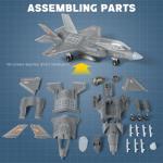 SEBUNAS 1:72 Scale F-35 Fighter Jet Quick Build Model Kit Plastic Millitary F35 Airplane Toy Assembly Aircraft Model with Stand Gift for Kids (27 Pieces)