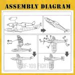 ViiKONDO 1/48 WWII BF109 Fighter German Aircraft Military Warplane Model Building Kit DIY Assembly Jet Gift (04)