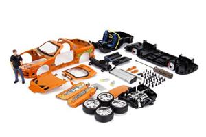 JADA Toys Fast & Furious Brian & Toyota Supra, 1:24 Scale Build n' Collect Die-Cast Model Kit with 2.75" Die-Cast Figure, Orange