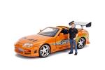 JADA Toys Fast & Furious Brian & Toyota Supra, 1:24 Scale Build n' Collect Die-Cast Model Kit with 2.75" Die-Cast Figure, Orange
