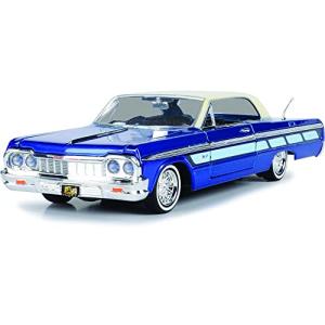 Motormax 1964 Chevrolet Impala Lowrider Hard Top Candy Blue Metallic with Cream Top Get Low Series 1/24 Diecast Model Car