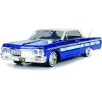 Motormax 1964 Chevrolet Impala Lowrider Hard Top Candy Blue Metallic with Cream Top Get Low Series 1/24 Diecast Model Car
