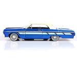 Motormax 1964 Chevrolet Impala Lowrider Hard Top Candy Blue Metallic with Cream Top Get Low Series 1/24 Diecast Model Car