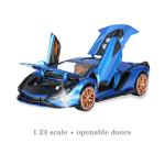 SASBSC Lambo Toy Cars for Kids Sian Fkp37 Model Car Diecast Metal Cars with Light and Sound Pull Back Car Toys for 3+ Year Old Boys (Blue-1 24)