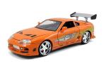 JADA Toys Fast & Furious Brian & Toyota Supra, 1:24 Scale Build n' Collect Die-Cast Model Kit with 2.75" Die-Cast Figure, Orange