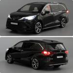 BDTCTK 1:24 Compatible for Sienna Car Model, Pull Back Diecast Toy Car with Sounds＆Lights for Kids Boys Girls and Adults, Gift Black.