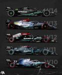 Xiangtat 1:43 F1 Team W14 2023 44# Lewis Hamilton Alloy Car Die Cast Model Collection Gift (W14 44#)