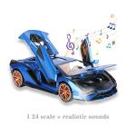 SASBSC Lambo Toy Cars for Kids Sian Fkp37 Model Car Diecast Metal Cars with Light and Sound Pull Back Car Toys for 3+ Year Old Boys (Blue-1 24)
