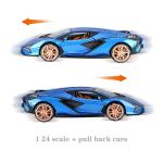 SASBSC Lambo Toy Cars for Kids Sian Fkp37 Model Car Diecast Metal Cars with Light and Sound Pull Back Car Toys for 3+ Year Old Boys (Blue-1 24)
