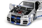 Jada Toys Fast & Furious Brian’s 2002 Nissan Skyline R34 Die-cast Car, 1:24 Scale, Silver & Blue,19808