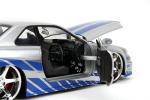 Jada Toys Fast & Furious Brian’s 2002 Nissan Skyline R34 Die-cast Car, 1:24 Scale, Silver & Blue,19808