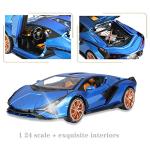 SASBSC Lambo Toy Cars for Kids Sian Fkp37 Model Car Diecast Metal Cars with Light and Sound Pull Back Car Toys for 3+ Year Old Boys (Blue-1 24)