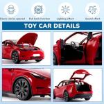 FRJV Toy Cars for Boys Diecast Car 1 24 Scale Y Toy Car,Collectible Die Cast Model Cars,Metal Pull Back Cars with Lights and Sounds,Toy Cars for Boys Age 4-7（Red）