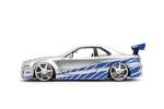 Jada Toys Fast & Furious Brian’s 2002 Nissan Skyline R34 Die-cast Car, 1:24 Scale, Silver & Blue,19808