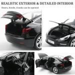 1/24 Scale Diecast Car Model 3, Alloy Diecast Toy Cars Pull Back Toys with Sound & Light, Vehicles Toys for Kids Gift Car Lovers Collection (1/24 Model 3 -Black)