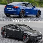 1/24 Scale Diecast Car Model 3, Alloy Diecast Toy Cars Pull Back Toys with Sound & Light, Vehicles Toys for Kids Gift Car Lovers Collection (1/24 Model 3 -Black)