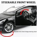 1/24 Scale Diecast Car Model 3, Alloy Diecast Toy Cars Pull Back Toys with Sound & Light, Vehicles Toys for Kids Gift Car Lovers Collection (1/24 Model 3 -Black)
