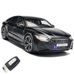 RZAPE Model Car Kits for Adult 1/18 Diecast Cars Compatible with Audi RS7 Sportback Car Collection,Remote Control Key Version Metal Toy Cars with Lights and Sounds,Toy Cars for Boys Age 4-7（Black）