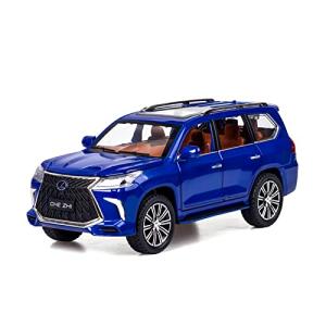 Diecast car Model 1/24 Scale - Zinc Alloy Pull Back Toy car with Sound and Light, Collectible Toys Vehicle for Adults and Boys Girls (Blue)