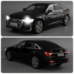BDTCTK 1:18 Scale A6L Model Car, Diecast Collectible Pull Back Toy Car with Sound and Light for Adults Kids Boys Girls, Gift Black