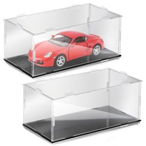 Singhoow 2 Pcs Acrylic Model Car Display Case 1: 24 Scale Clear diecast Display Boxes with Black Base Model Car Storage Case for Vehicle Toy Collectibles Memorabilia