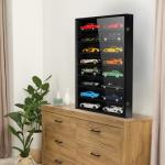 1/24 Scale Diecast Display Case Wall Mount Clear Model Car Display Case Model Cars Storage Cabinet Rack with Acrylic Door Holds 16 Cars