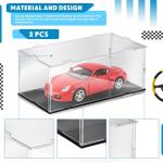 Singhoow 2 Pcs Acrylic Model Car Display Case 1: 24 Scale Clear diecast Display Boxes with Black Base Model Car Storage Case for Vehicle Toy Collectibles Memorabilia