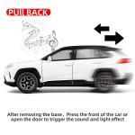 WAKAKAC Model Car 1/32 RAV4 Alloy Diecast Collectible Toy Car with Light and Sound Toy Vehicle Door Can Be Opened for Boys Kids Toddler Gift (White)