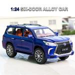 Diecast car Model 1/24 Scale - Zinc Alloy Pull Back Toy car with Sound and Light, Collectible Toys Vehicle for Adults and Boys Girls (Blue)