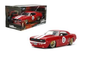 Jada Toys Fast & Furious 1:24 1969 Chevy Camaro Die-Cast Model Car, Detailed Exterior, Authentic Movie Replica, Collectible Toy – Ages 8+, Red