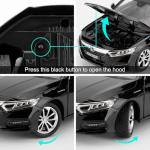 WAKAKAC Toy Cars Compatible for 1:24 Accord Model Cars, Pull Back Die-cast Vehicles with Sounds＆Lights for Kids Boys Girls and Adults, Gift Black