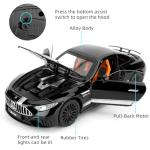 LOVEPOSELY Compatible for 1:24 Scale Collectible SL63 AMG Diecast Model Car, Zinc Alloy Pull Back Cabriolet Toy Car with Lights and Sounds, Convertible Vehicle Door for Adult Boys Girls（Black）