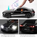 LOVEPOSELY Compatible for 1:24 Scale Collectible SL63 AMG Diecast Model Car, Zinc Alloy Pull Back Cabriolet Toy Car with Lights and Sounds, Convertible Vehicle Door for Adult Boys Girls（Black）
