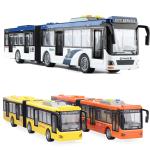 Articulated Bus Die Casting Model Large Simulation Inertia Sound Light Double Section Bus Campus Car Toys For Kids