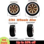 Kicarmod 1/64 Model Car ABS Wheels with Rubber Tire Metal Rims Front Small Rear Large Refitting Parts For Model Car Hot Wheels