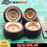 Kicarmod 1/64 Model Car ABS Wheels with Rubber Tire Metal Rims Front Small Rear Large Refitting Parts For Model Car Hot Wheels