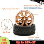 Kicarmod 1/64 Model Car ABS Wheels with Rubber Tire Metal Rims Front Small Rear Large Refitting Parts For Model Car Hot Wheels