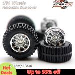 1/64 Model Car Wheels with Rubber All Terrain Removable Tires Refitting Parts for Off-road Vehicle HotWheels Large Size 1 Set